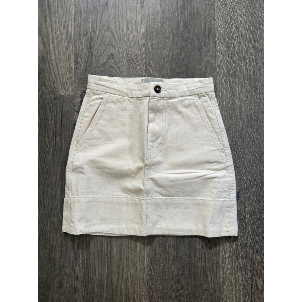 Everlane Canvas Short Skirt Size 00 Ivory White Cream 100% Cotton Mini NWOT